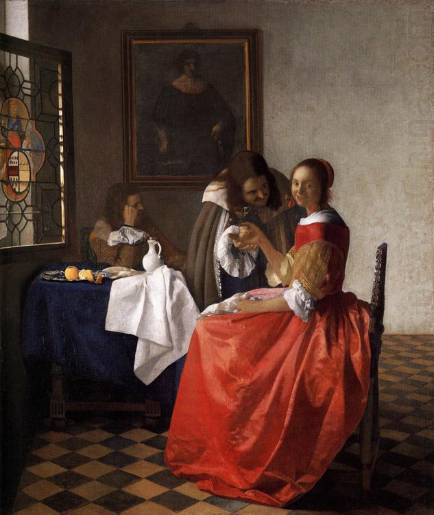 VERMEER VAN DELFT, Jan A Lady and Two Gentlemen t china oil painting image